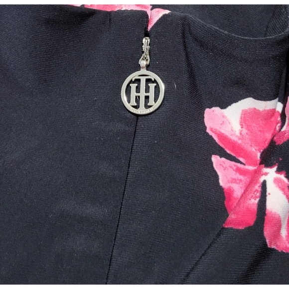 Tommy Hilfiger Black and Pink/Red Floral Bell Sleeves Dress,  2 - Picture 3 of 7